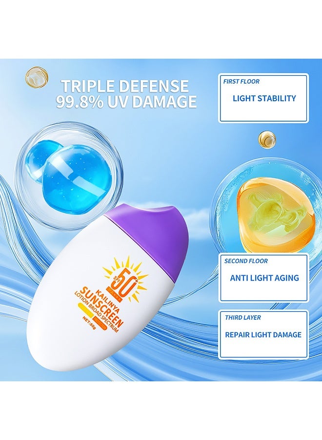 KAILINYA Whitening Sunscreen with SPF 50+++ Suitable for All Areas Waterproof and Sweatproof for Summer Military Training (50g) - Image 3